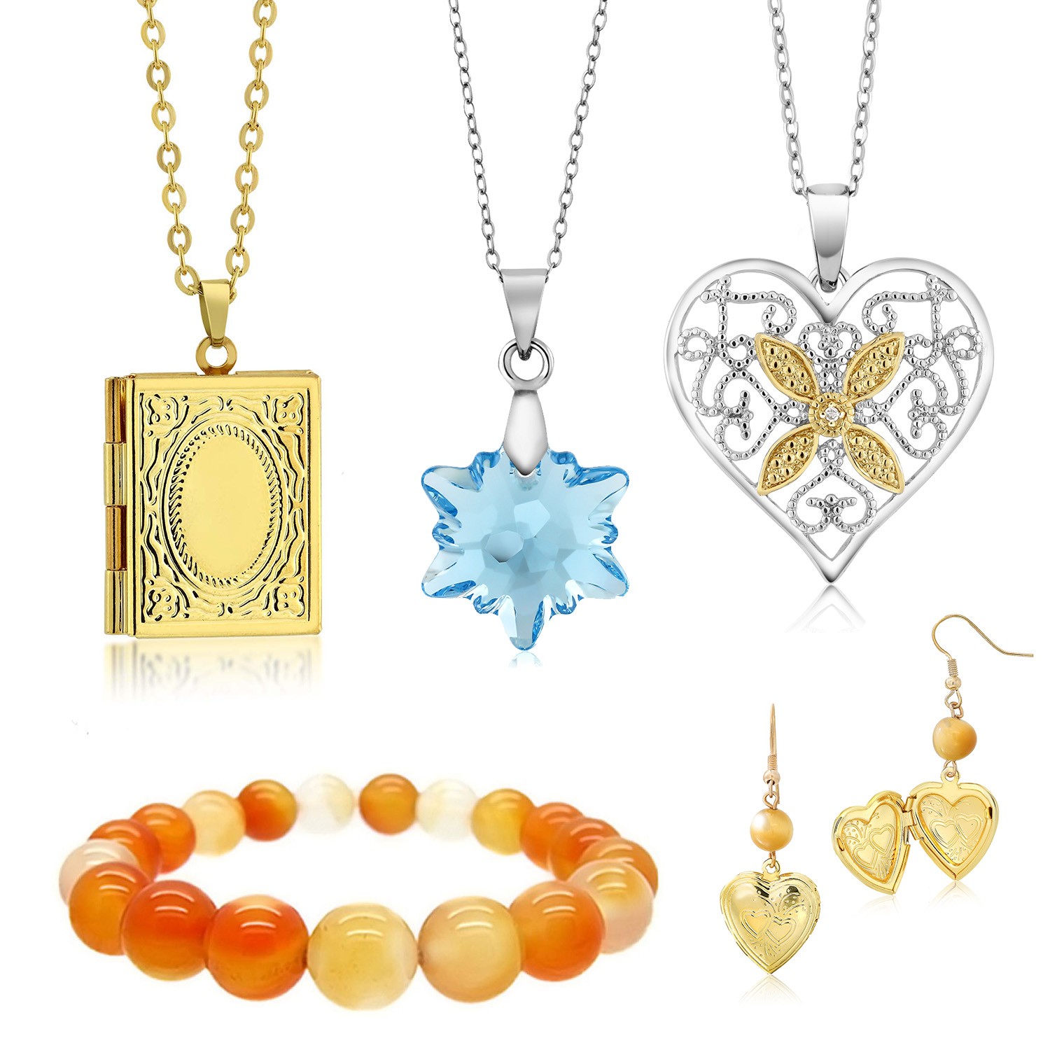Holiday Gift Set Pendant Bracelet Earrings Locket with Free Earrings Gift