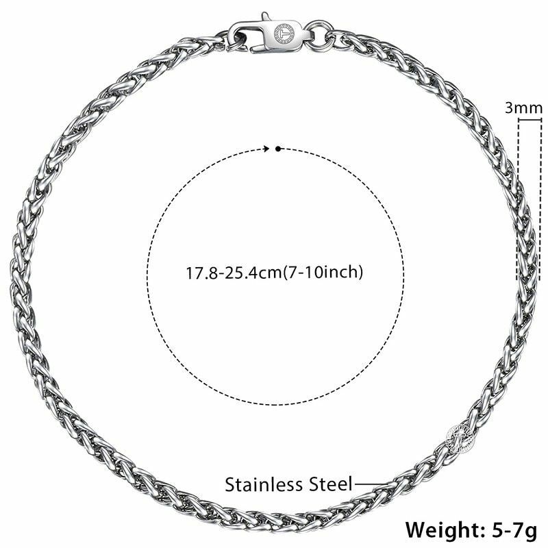 Stainless Steel Wheat Link Bracelets Hip Hop Men’s Punk Bracelet Women’s Jewelry