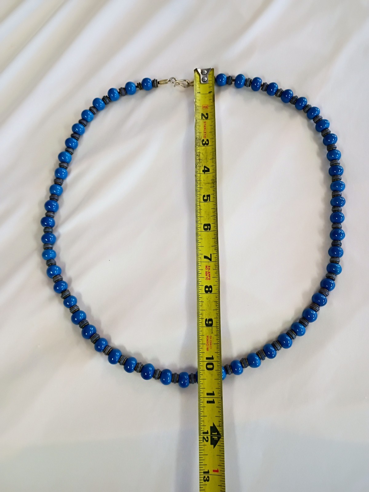 Colbalt Blue Ceramic Beaded Necklace Long Hook Closure