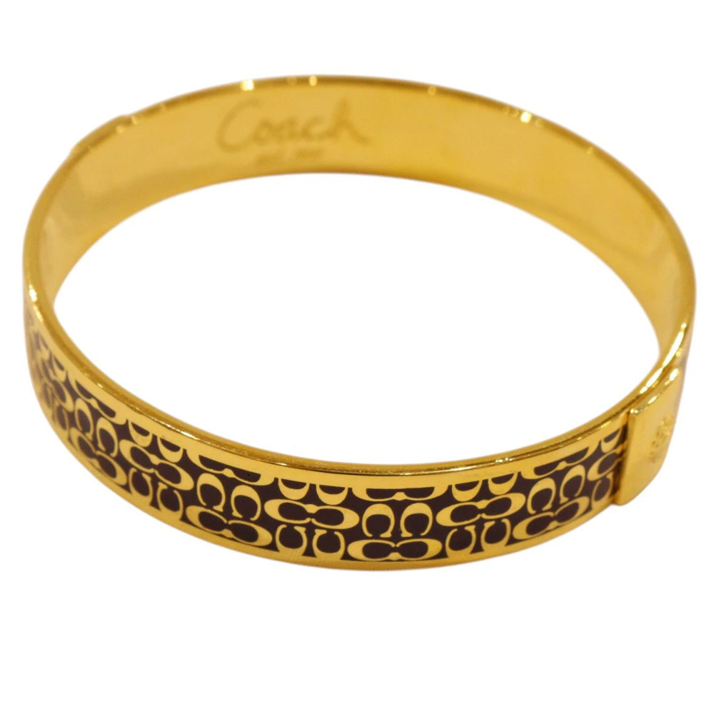 Cloth Bag COACH Signature Bangle Bracelet Gold and Purple Approximately 19.5cm B