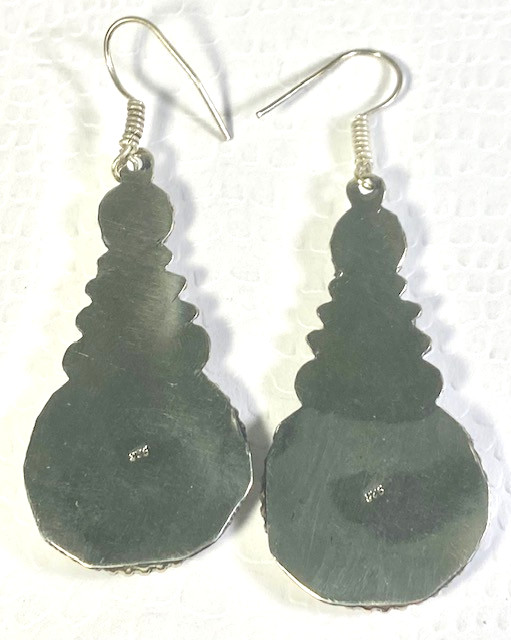 Lapis Lazuli Coral Turquoise Gemstone Drop Dangle Ethnic Tibetan Earrings 2.4″