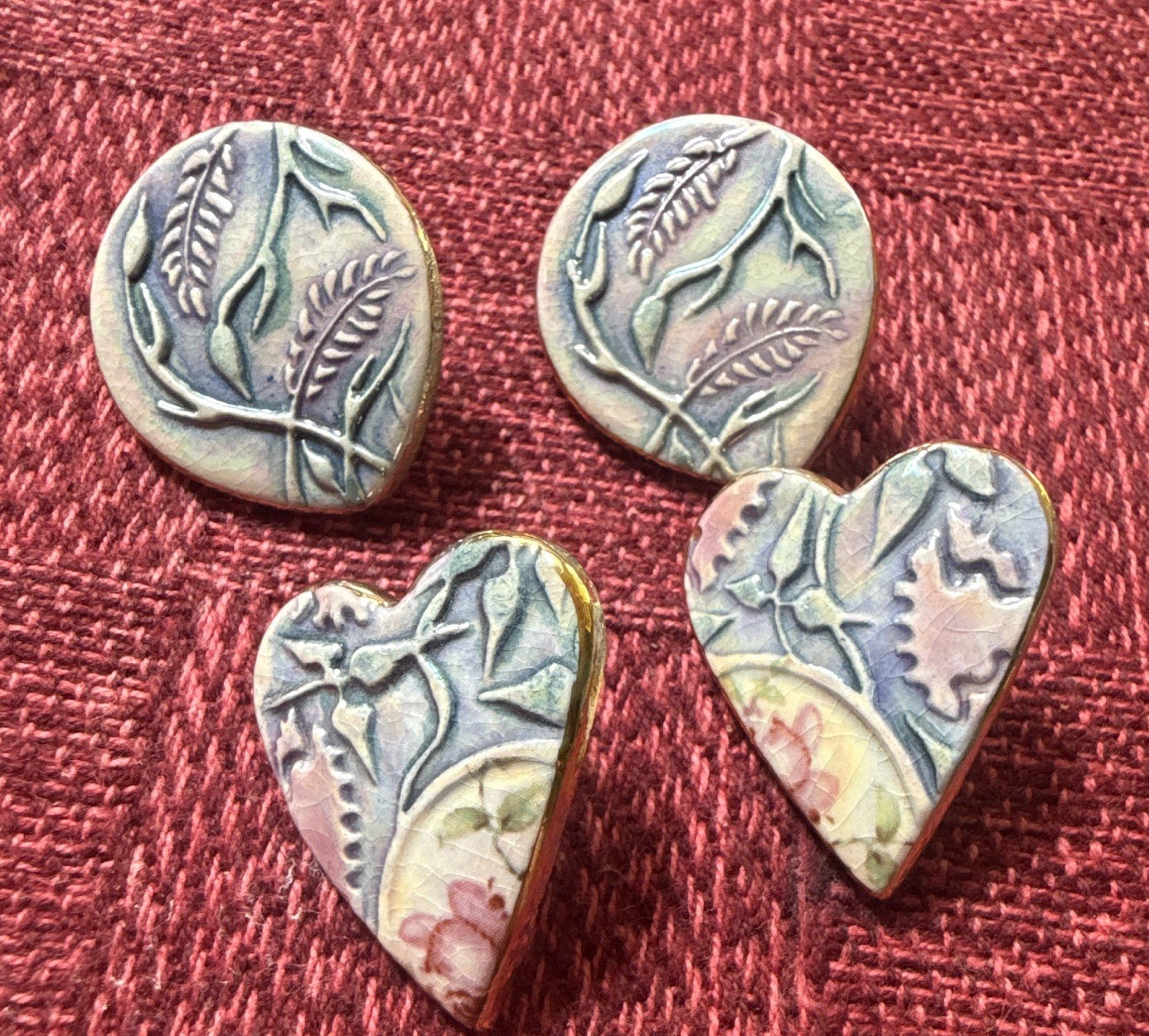 Vintage artisan ceramic handcrafted earrings for pieced ears. Beautiful colors.