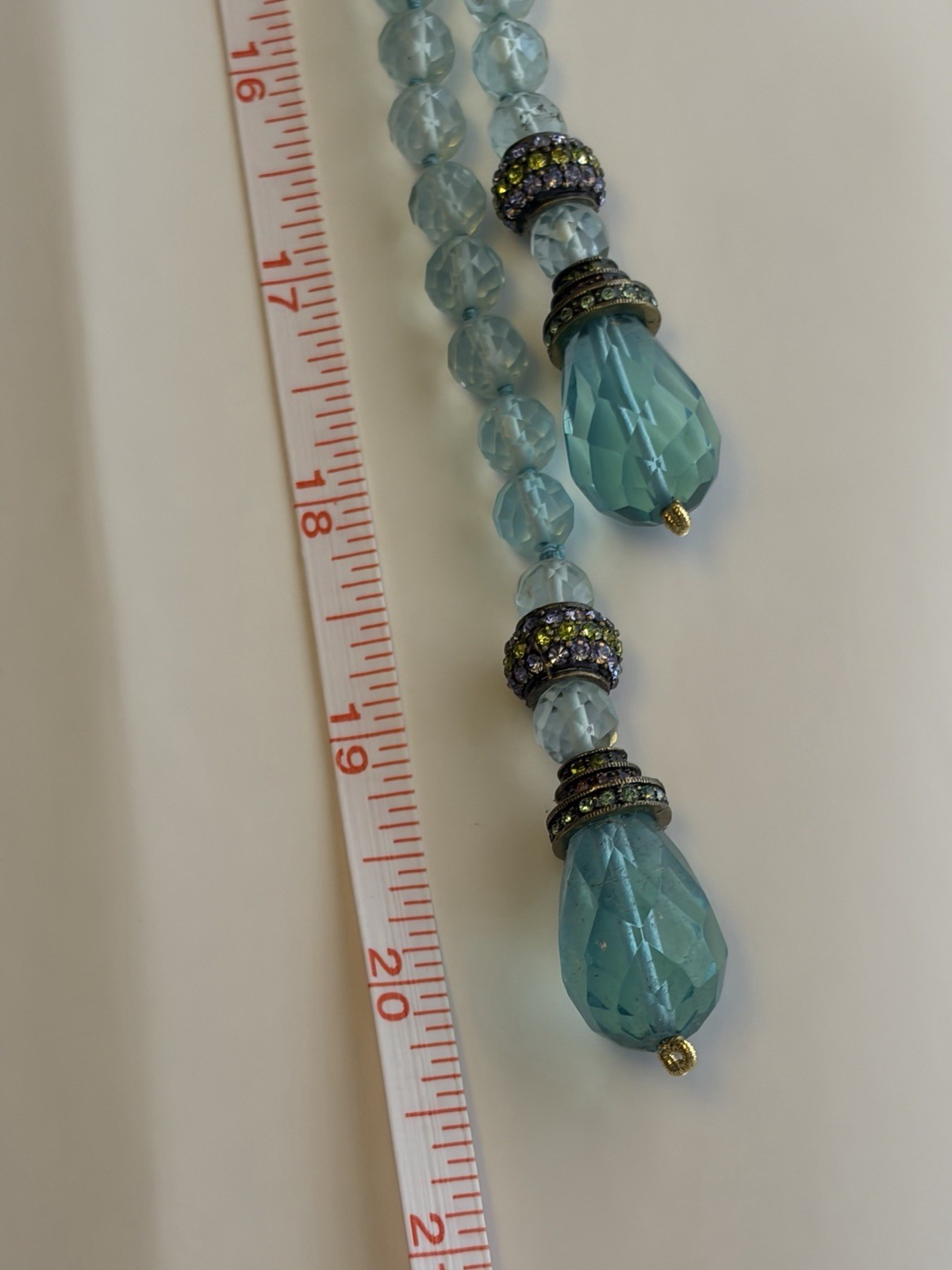 Heidi Daus Statement Necklace Crystal Plume Bead Art Deco Vintage