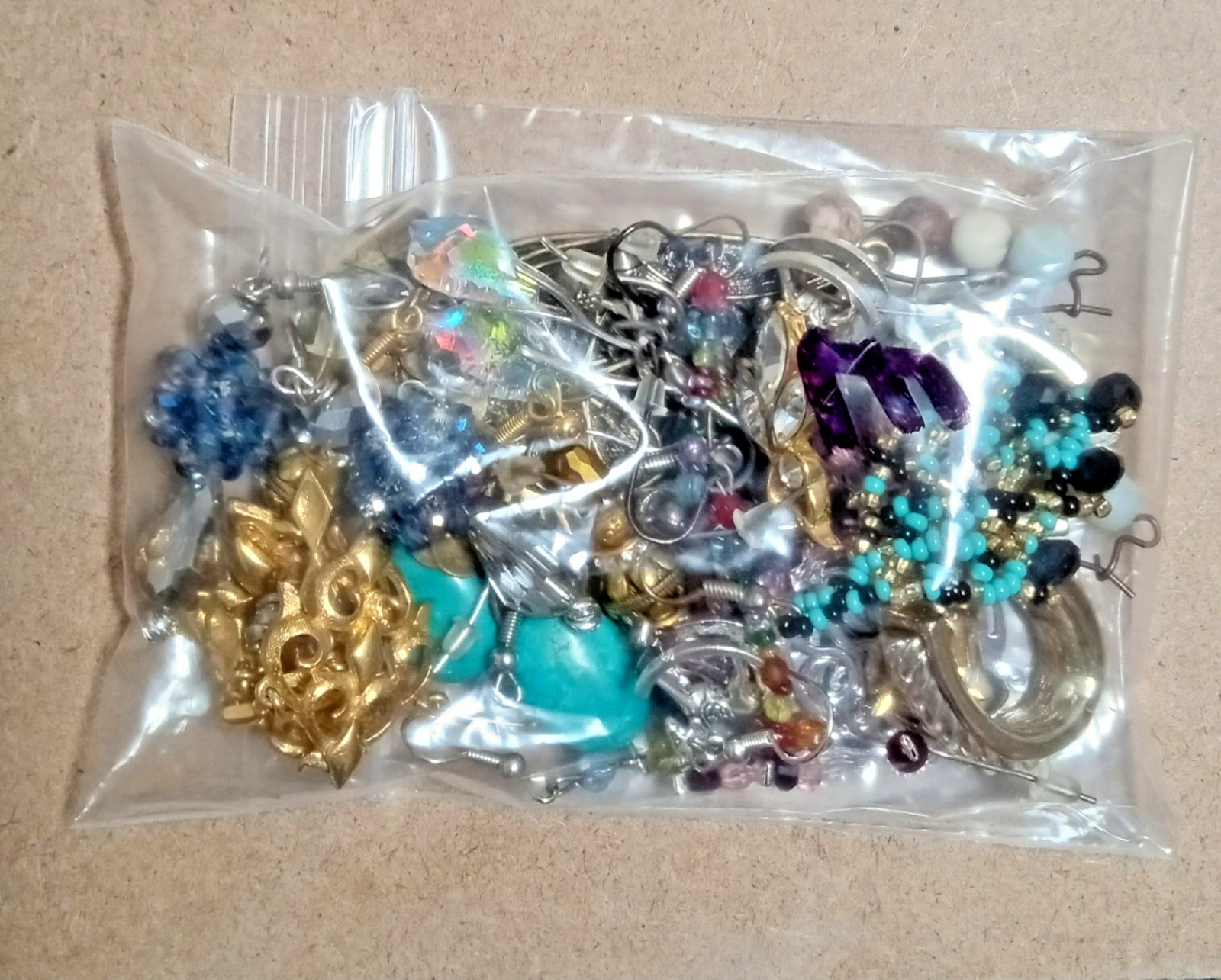Assorted Rhinestone Crystal Gold Tone Stone Beaded Dangle Earrings Lot Grab Bag