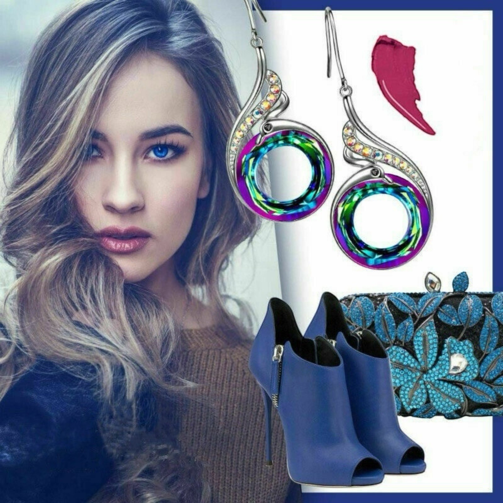 Gorgeous Silver Plated Drop Earrings Women Crystal Jewelry Pair/set A69