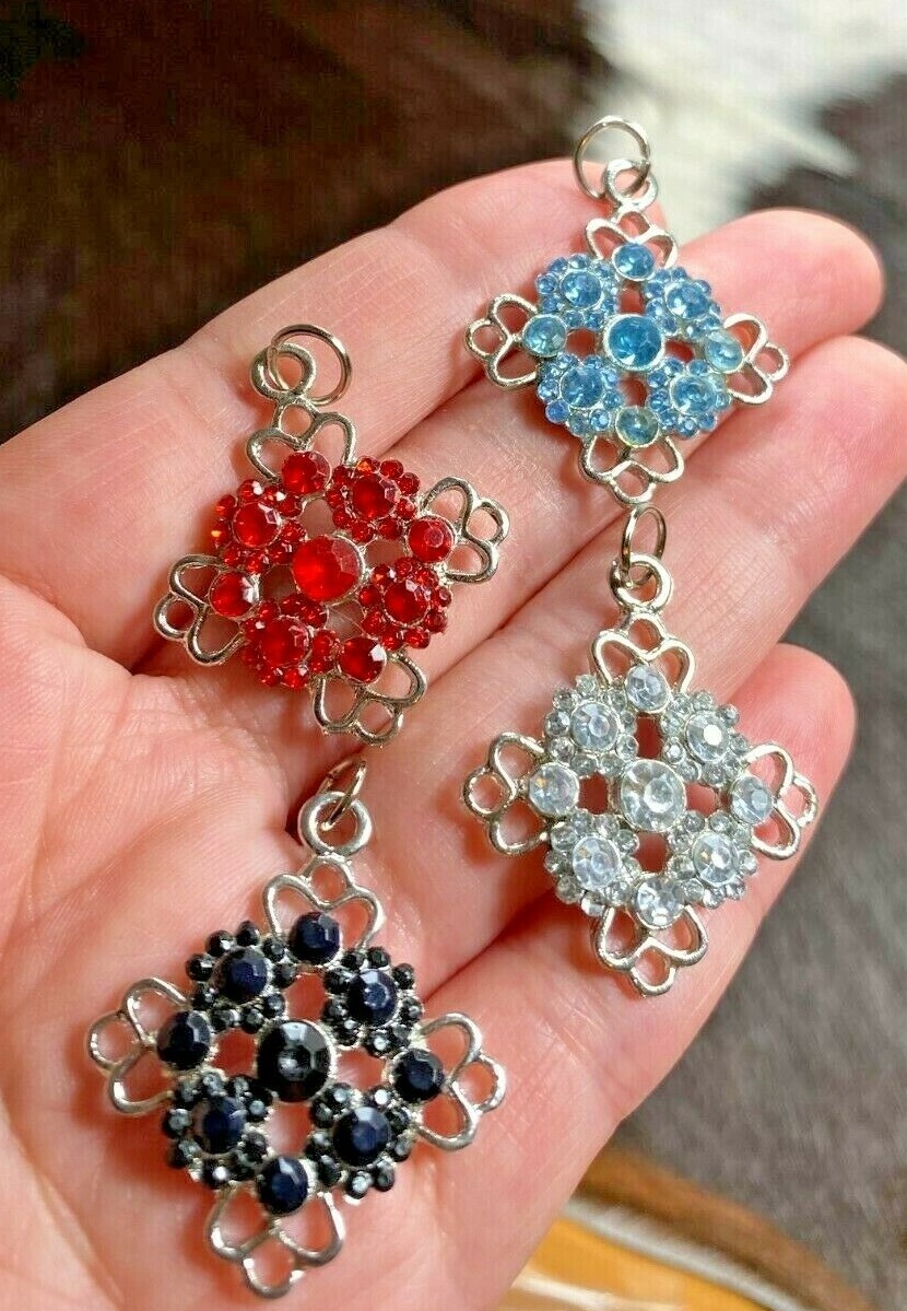 Pendant Necklace Lot Square Jewelry Making Mix 1″ Silver Tone Mix 12 pcs