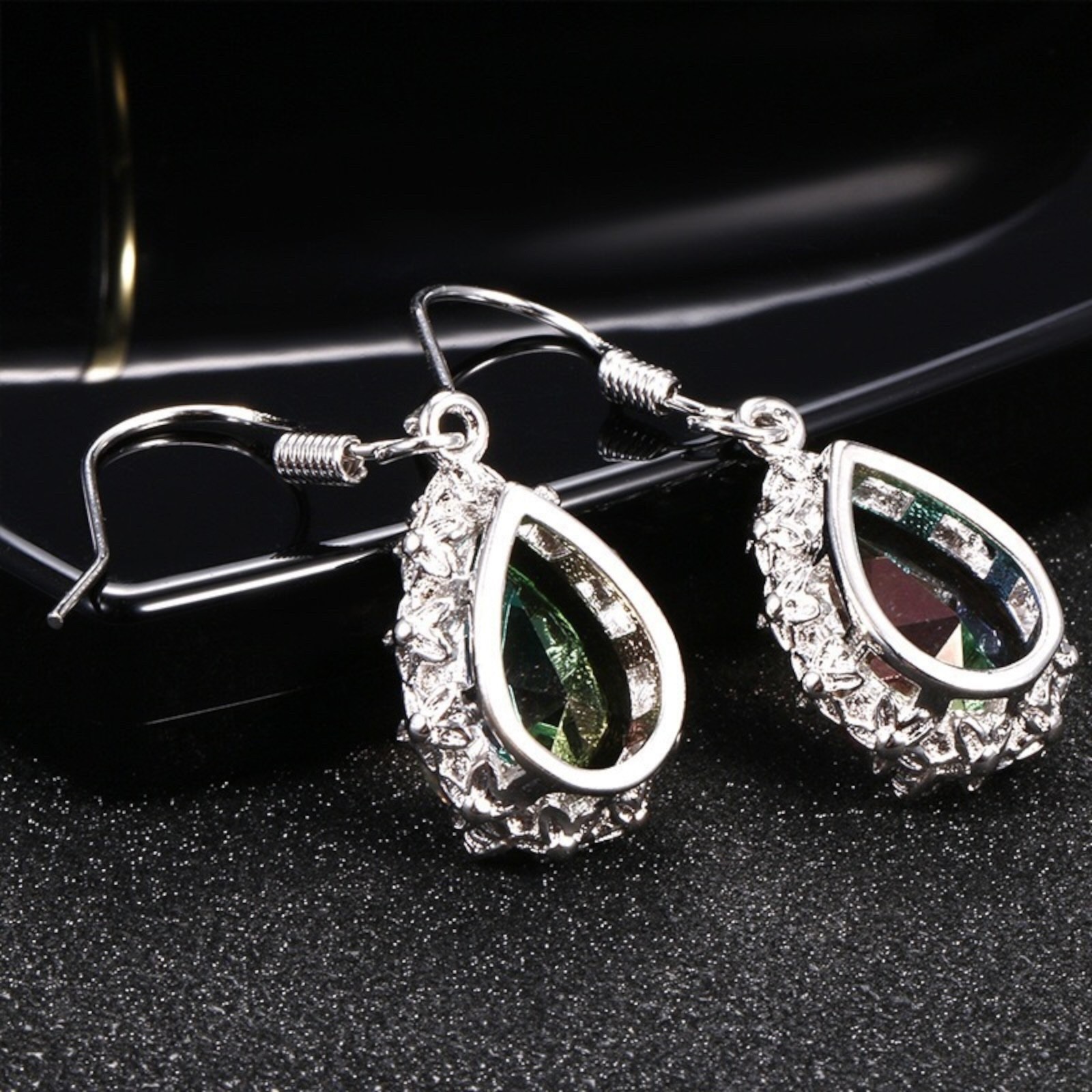 Topaz Drop Earrings for Women Silver Plated Jewelry Earring Pair Lab-created C6