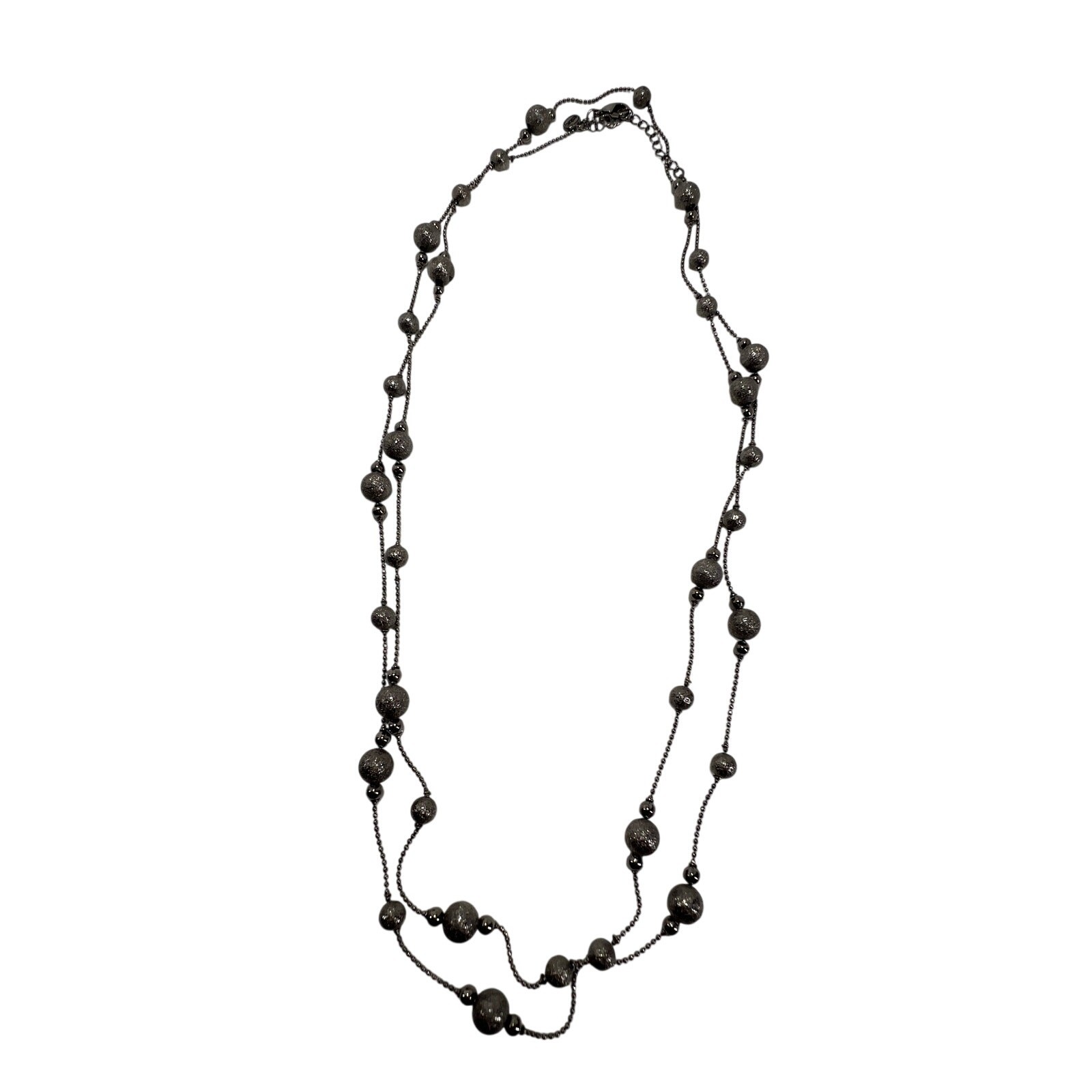ESBE Beaded Necklace Womens Silver Tone Long Layered Chain Minimalist
