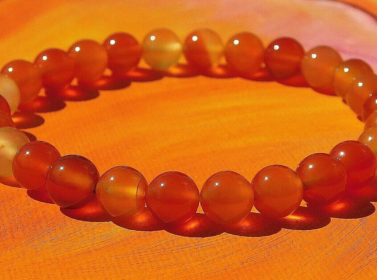 Mens / Ladies Handmade 8mm Gemstone Beaded Bracelet – Natural Carnelian stones.