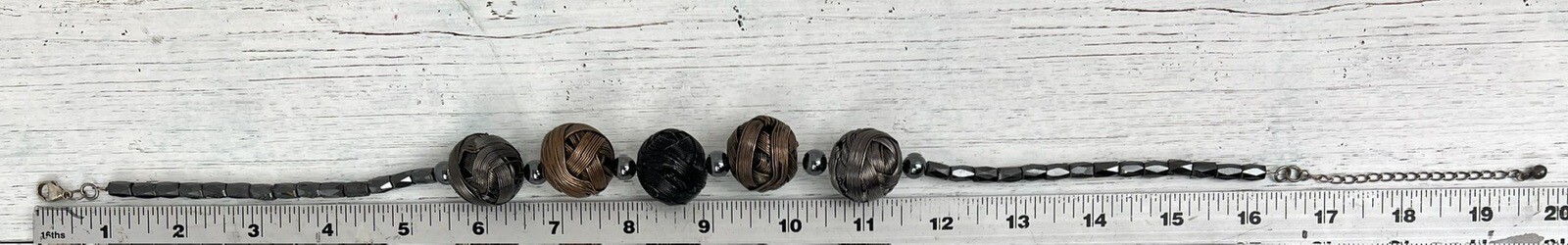 Necklace Copper Wire Sphere Bead Hematite Stone 16 – 20 in Steampunk