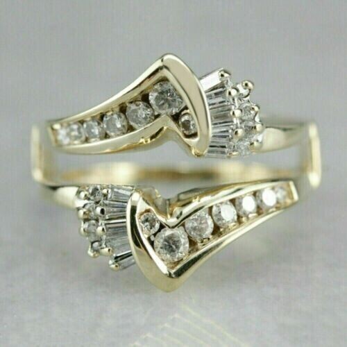 2Ct Round Simulated Diamond Enhancer Guard Wrap Band Ring 14K Yellow Gold Plated