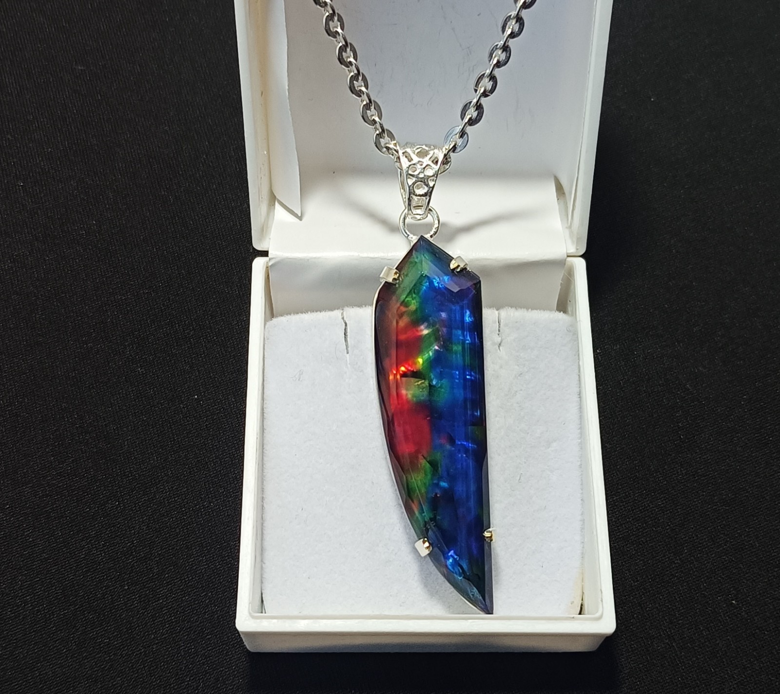 Certified 60.15 Ct Natural Ammolite Doublet Fancy Cut Rainbow Pendant Gemstone