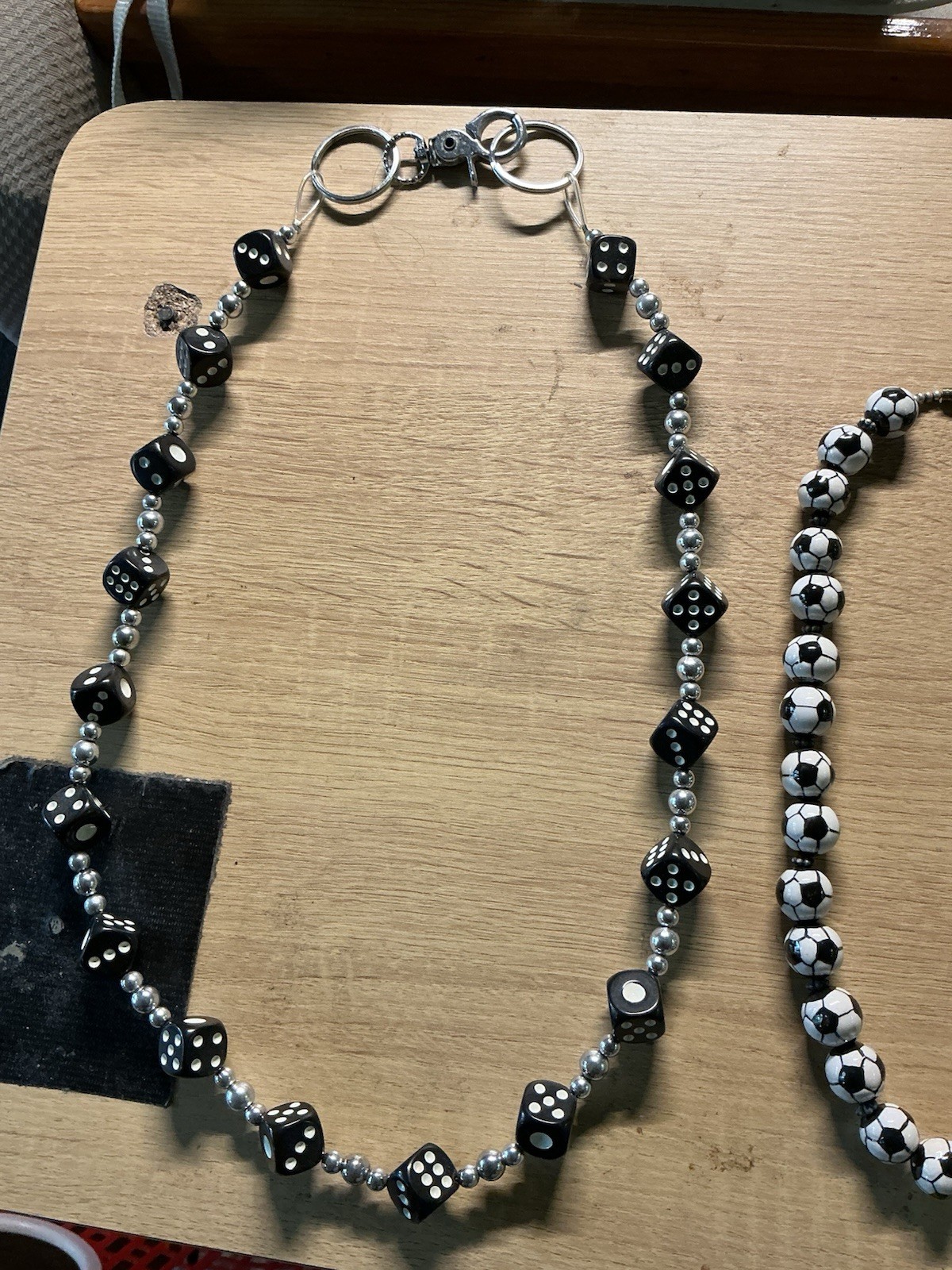 Lot Of 2 Cute Plastic Dice, Ceramic Soccer Ball Beads Free Charm Dangle Necklace