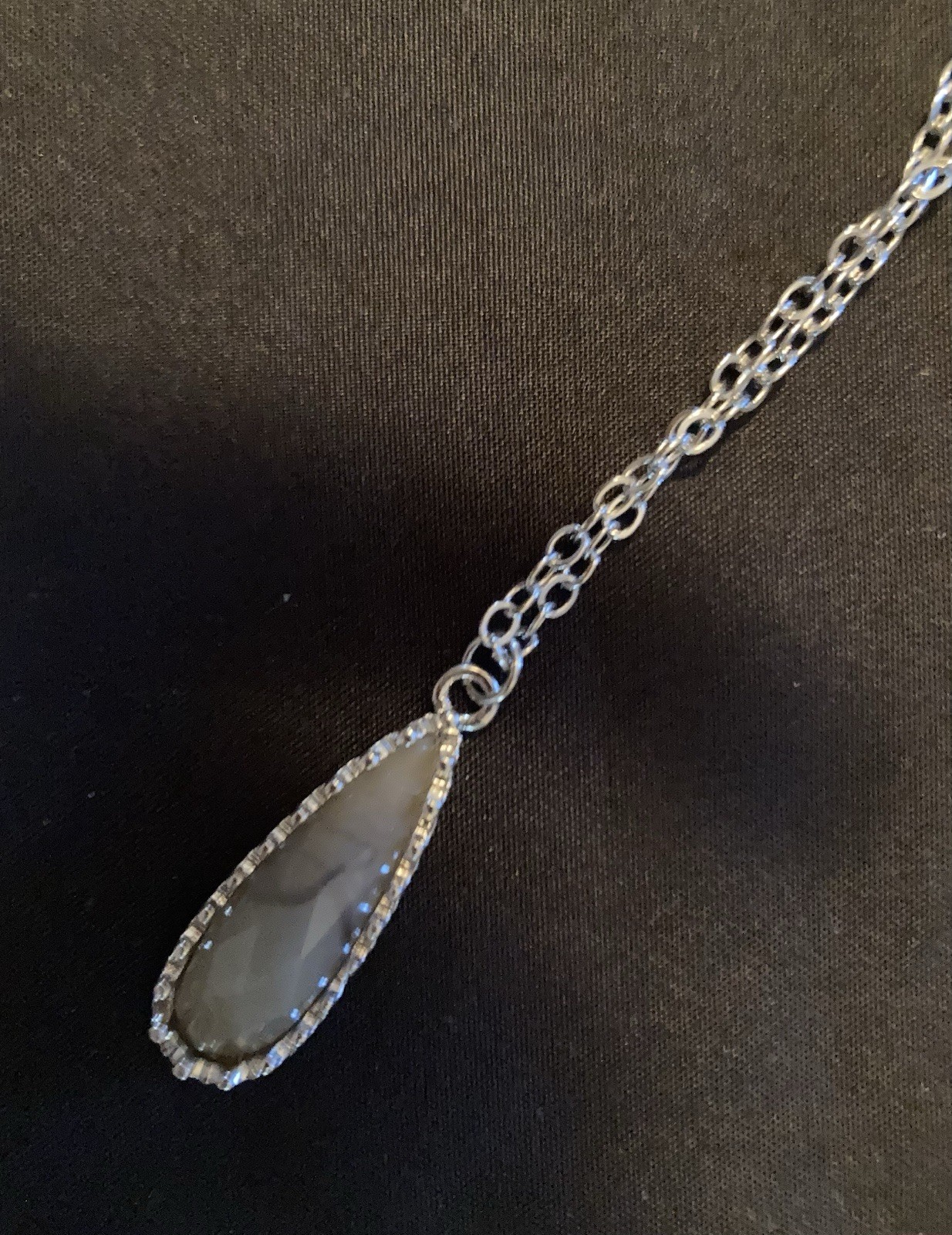 Maurice’s Silver Tone Layered Cable Chain Teardrop Charm Pendant Necklace