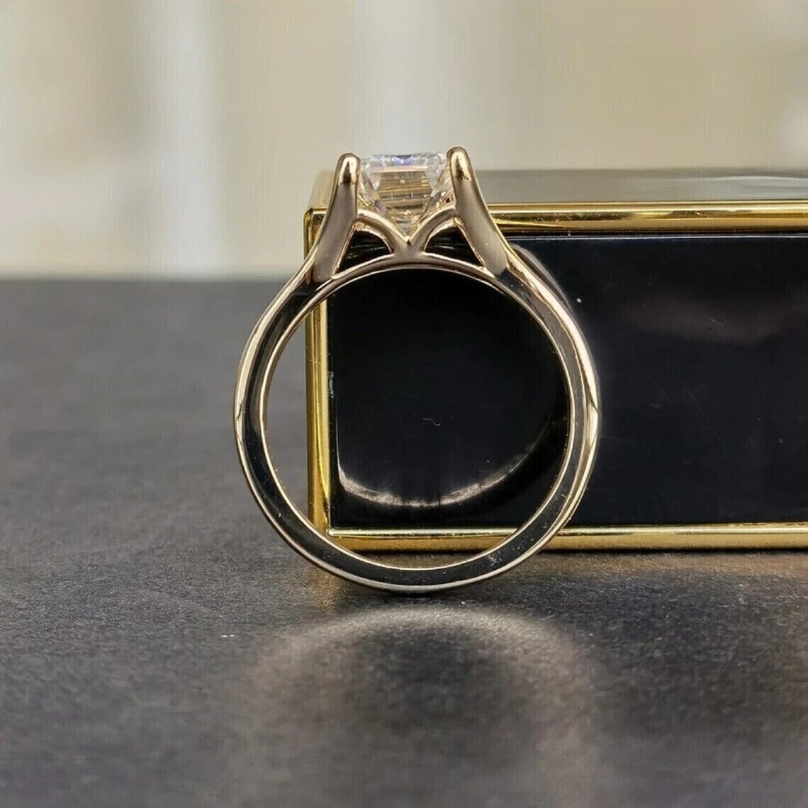 2Ct Emerald Cut Lab Created Diamond Women’s Ring 14K Yellow Gold Plated Silver