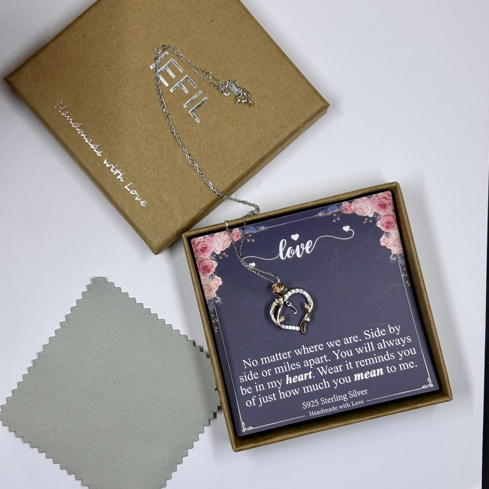 Iefil Necklaces for Women, Rose Heart Initial Necklace, Anniversary Women Gif…