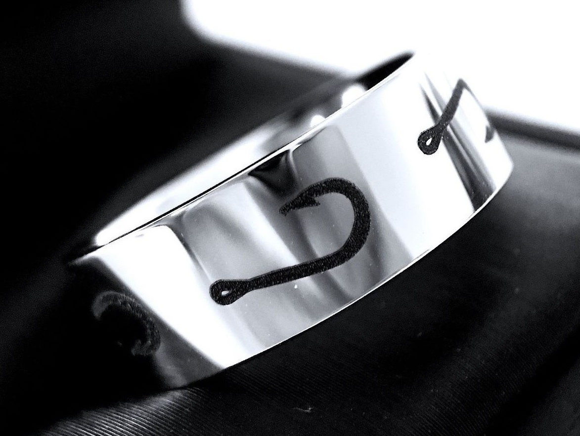Hook Ring, Mens Tungsten Wedding Bands, Men Promise Rings, Fishing Hook Ring,