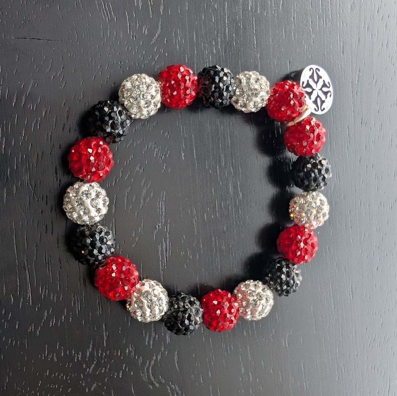 Rustic Cuff Red, Black, and Silver Beaded Bracelets Set Of 3 With Box