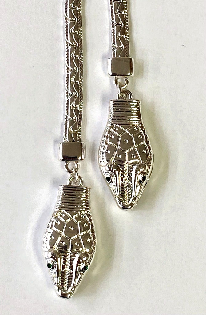 QVC Attitudes by Renee Silver Tone Lariat Snake Necklace 16″