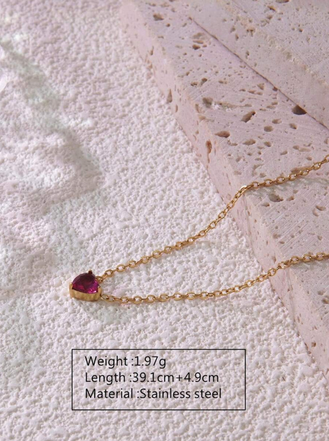 Necklace for Women Tiny Crystal Heart Love Pendant Choker Necklace Birthstone US
