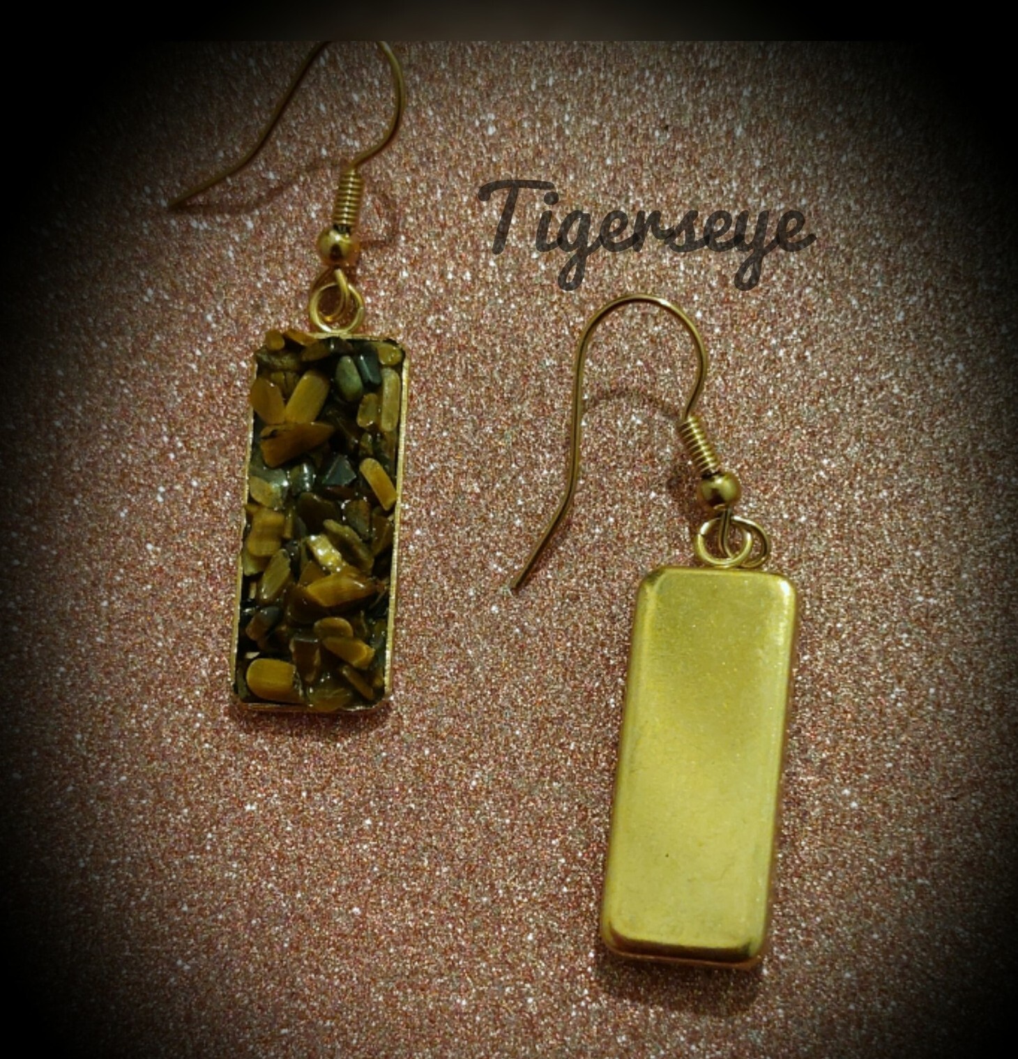 TIGERS EYE 💫 1″ inch Cute Dangle Earrings ~Goldtone – By EXPRESSIVE EARS