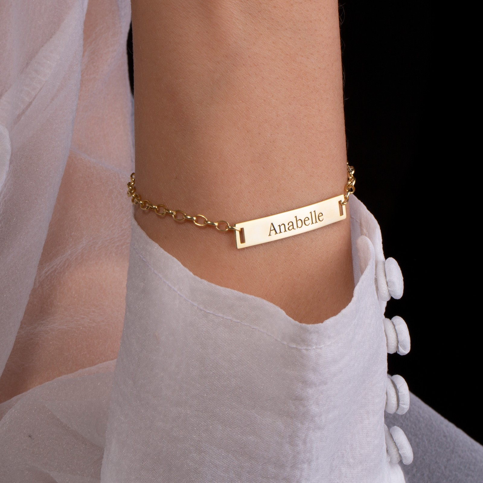 Custom Engraved Name Bar Bracelet .925 Sterling Silver Gold/Rose Gold/Silver