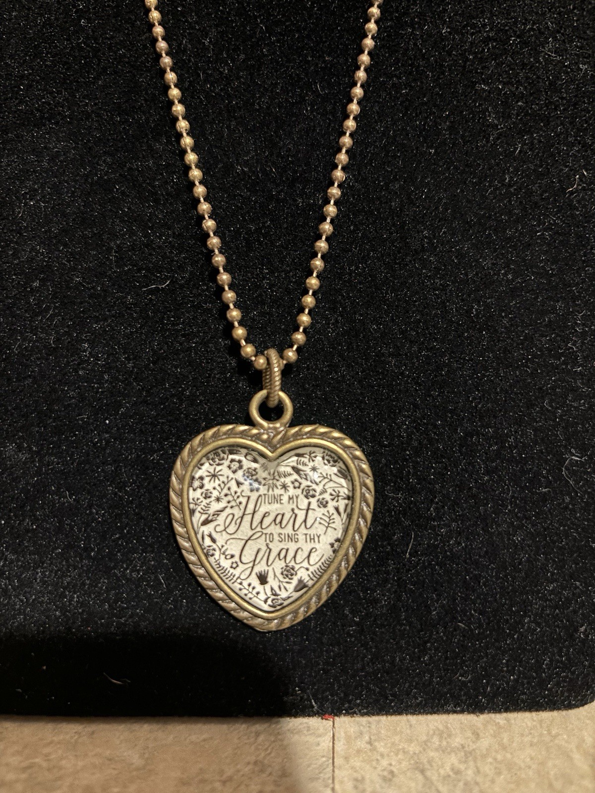 NEW Antique Gold-Toned Chain Necklace W/Pendant Tune My Heart To Sing Thy Grace