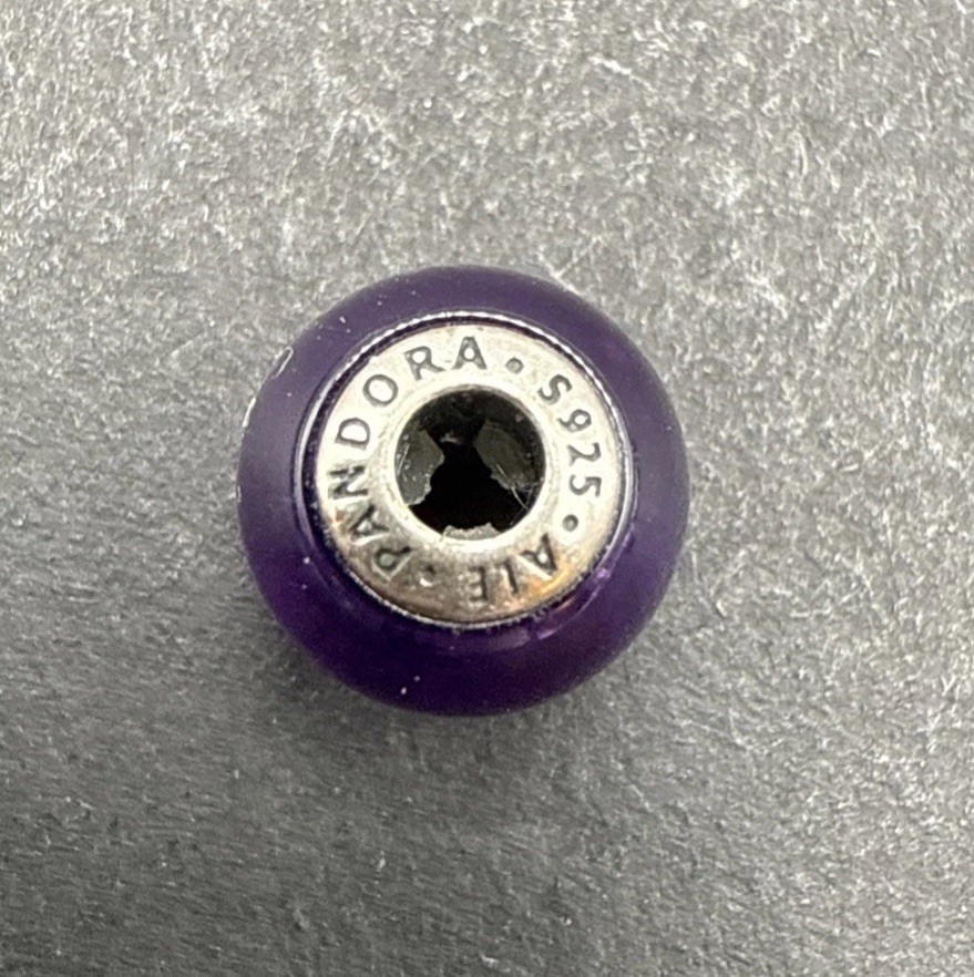 Pandora Signed Charm WITH WEAR SEE PICS Faith Essence Collection Purple 925 J3