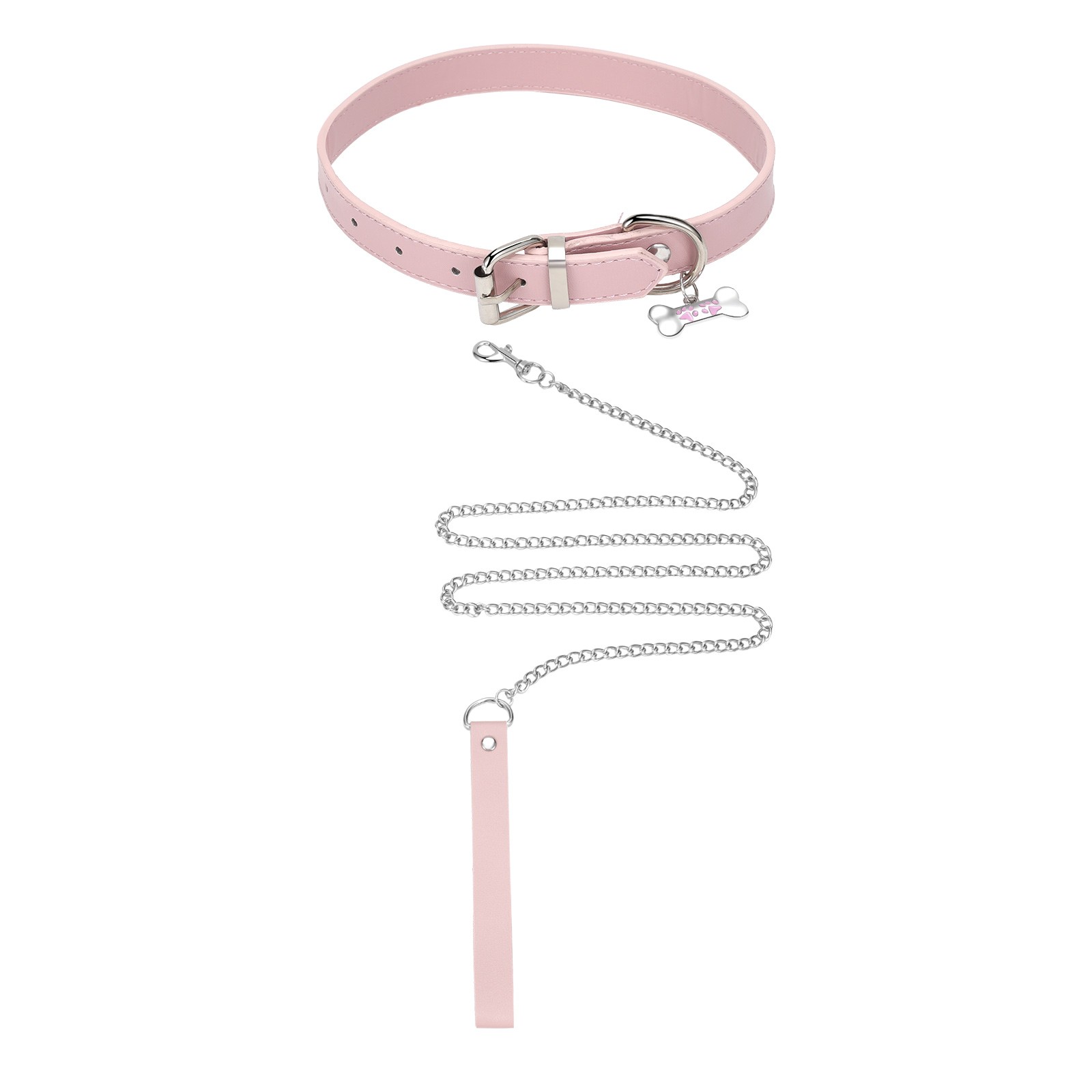 Women’s PU Leather Choker Cute Punk Gothic Bone Pendant Slider Chain Necklace
