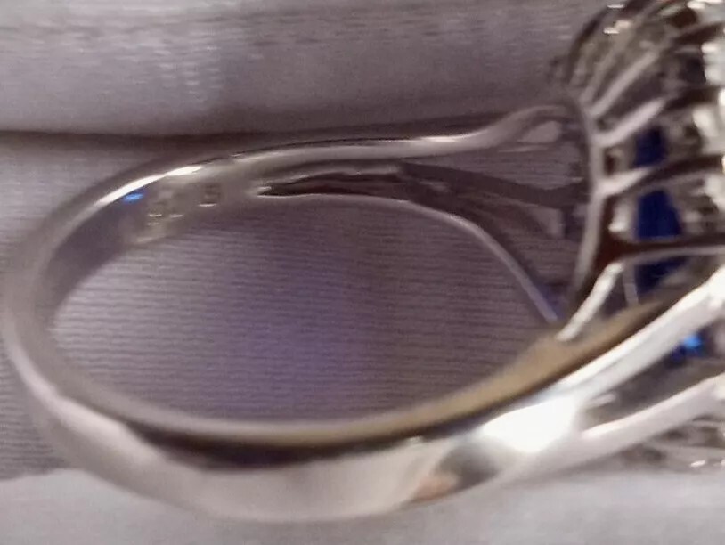 AVON 125TH ANNIVERSARY RJ Blue SAPPHIRE & Cubic Zirconia 125 Silver Plate RING