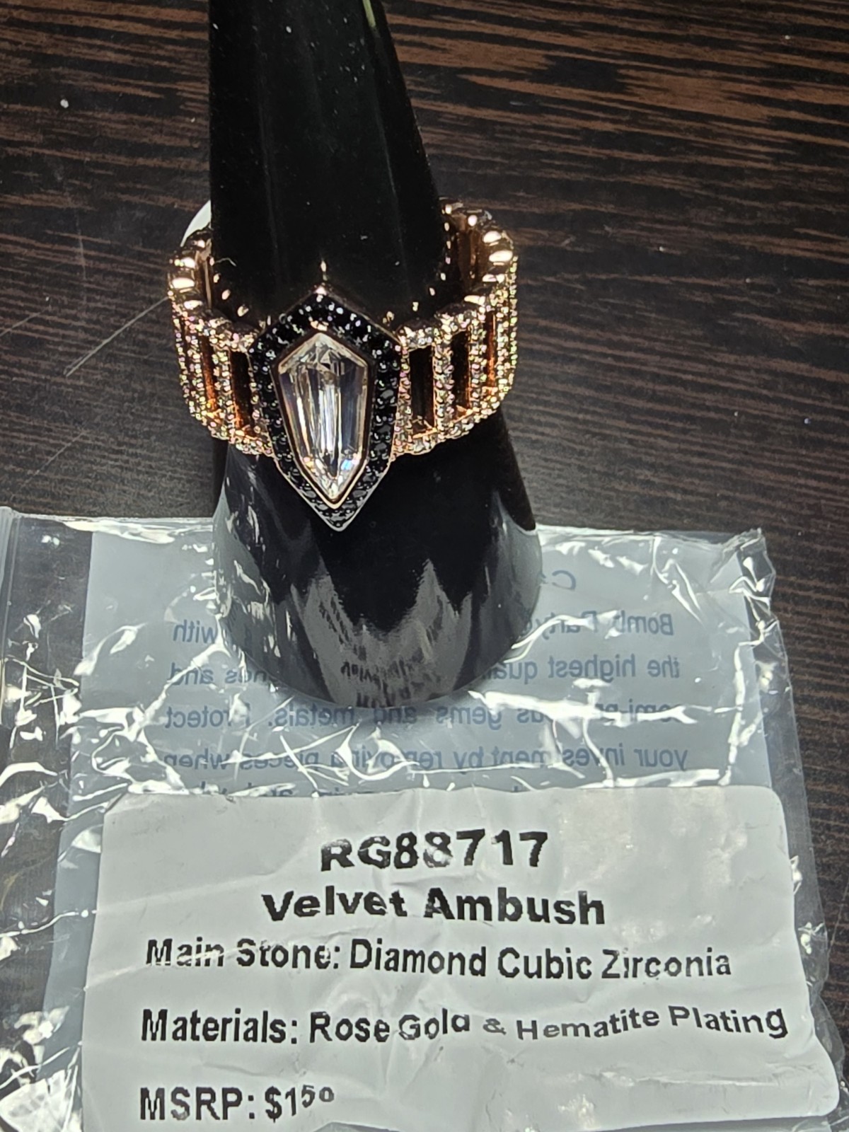 Bomb Party UNTAMED Size 9 * RG88717 * Velvet Ambush * CZ and Onyx on RG Hematite