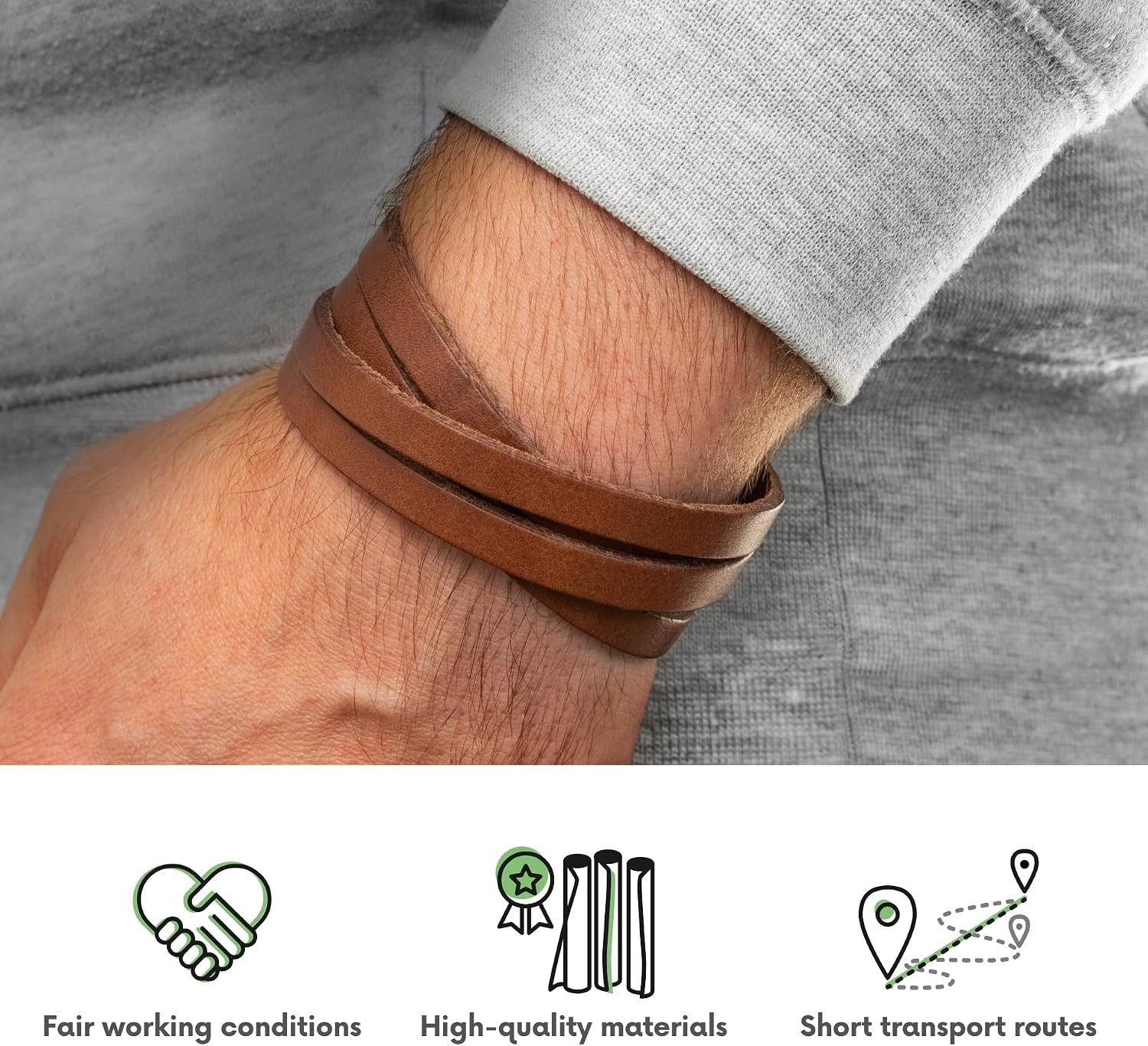 Luxury Adjustable Leather Bracelet – Handcrafted in , Eco-Conscious Style