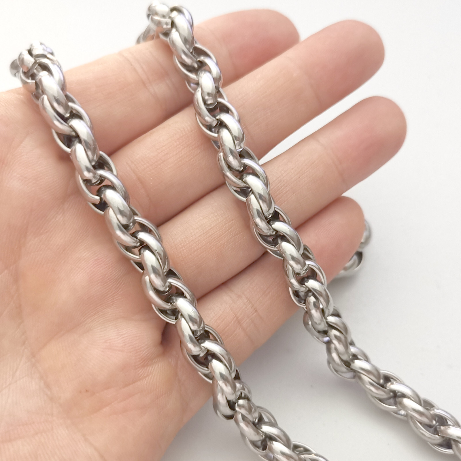 8.5mm 30 inch Stainless Steel Twisted chain Necklace Fashion Boys Mens Jewelry