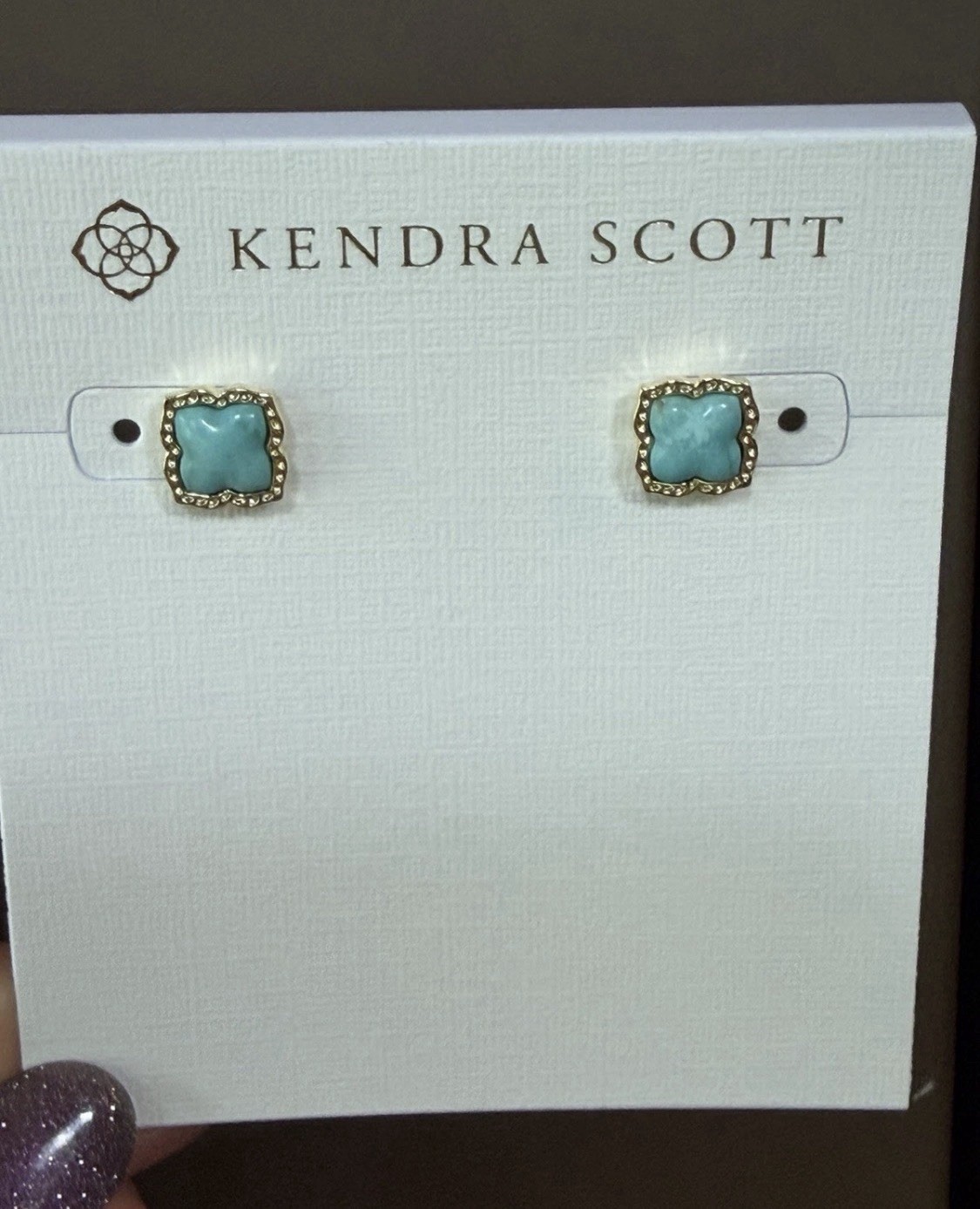Kendra Scott Stud Earrings Gold Turquoise Magnesite NWT