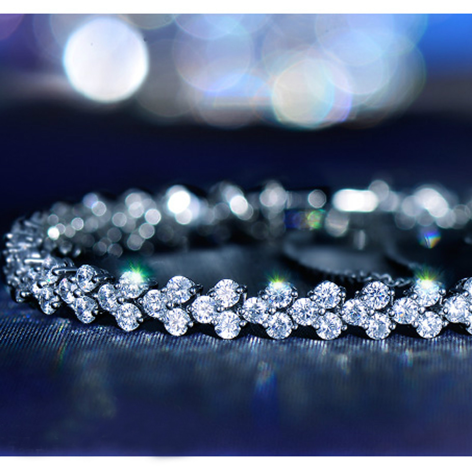 18k white gold gp simulated diamond roma lady chain bracelet 15.5cm