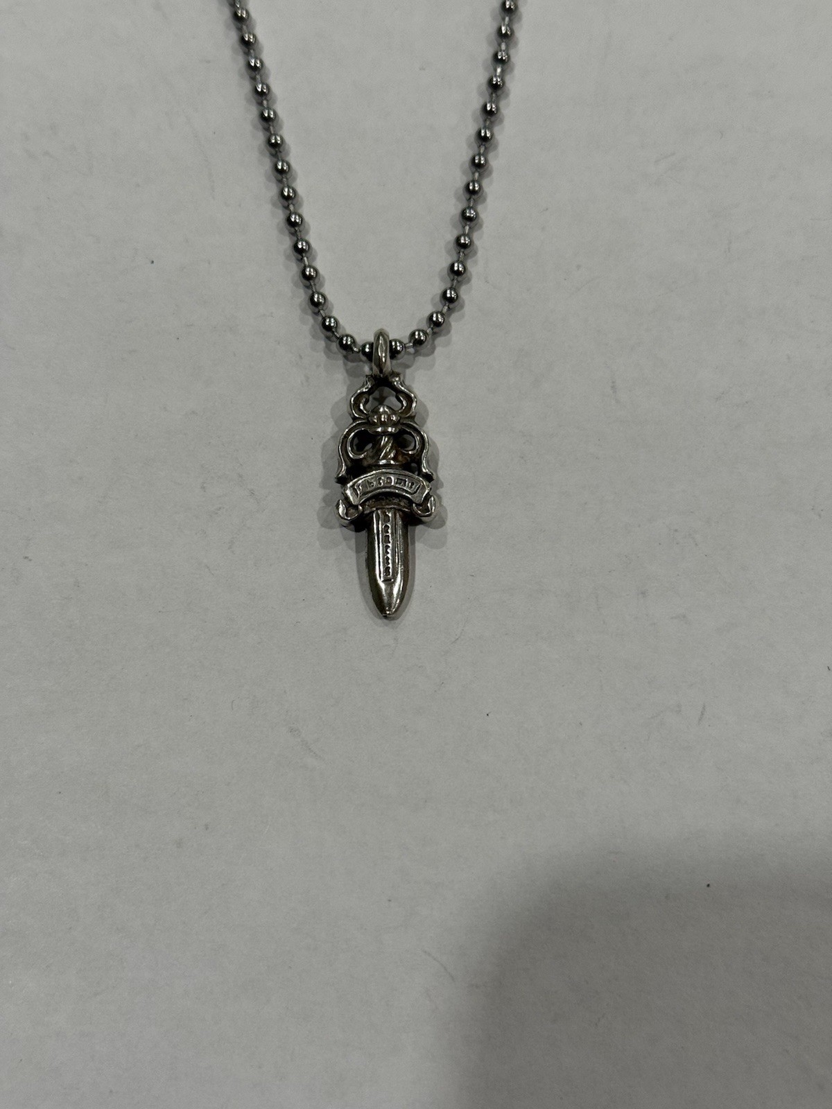 Chrome Hearts Dagger Pendant Silver Ball Chain Necklace Sterling .925 #5 CH