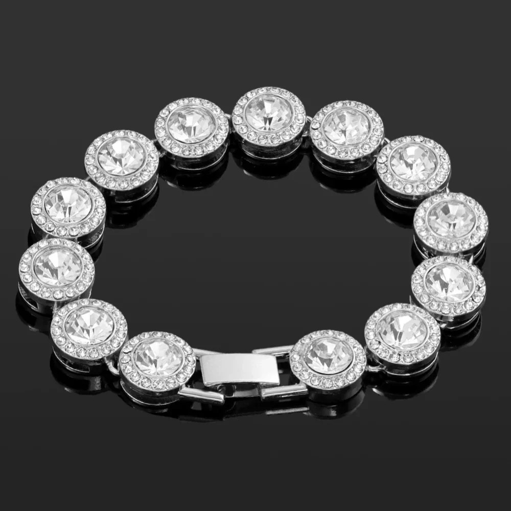 Iced Out Crystal Cuban Chain Bracelet Gift Set | Hip Hop Bling Jewelry | New
