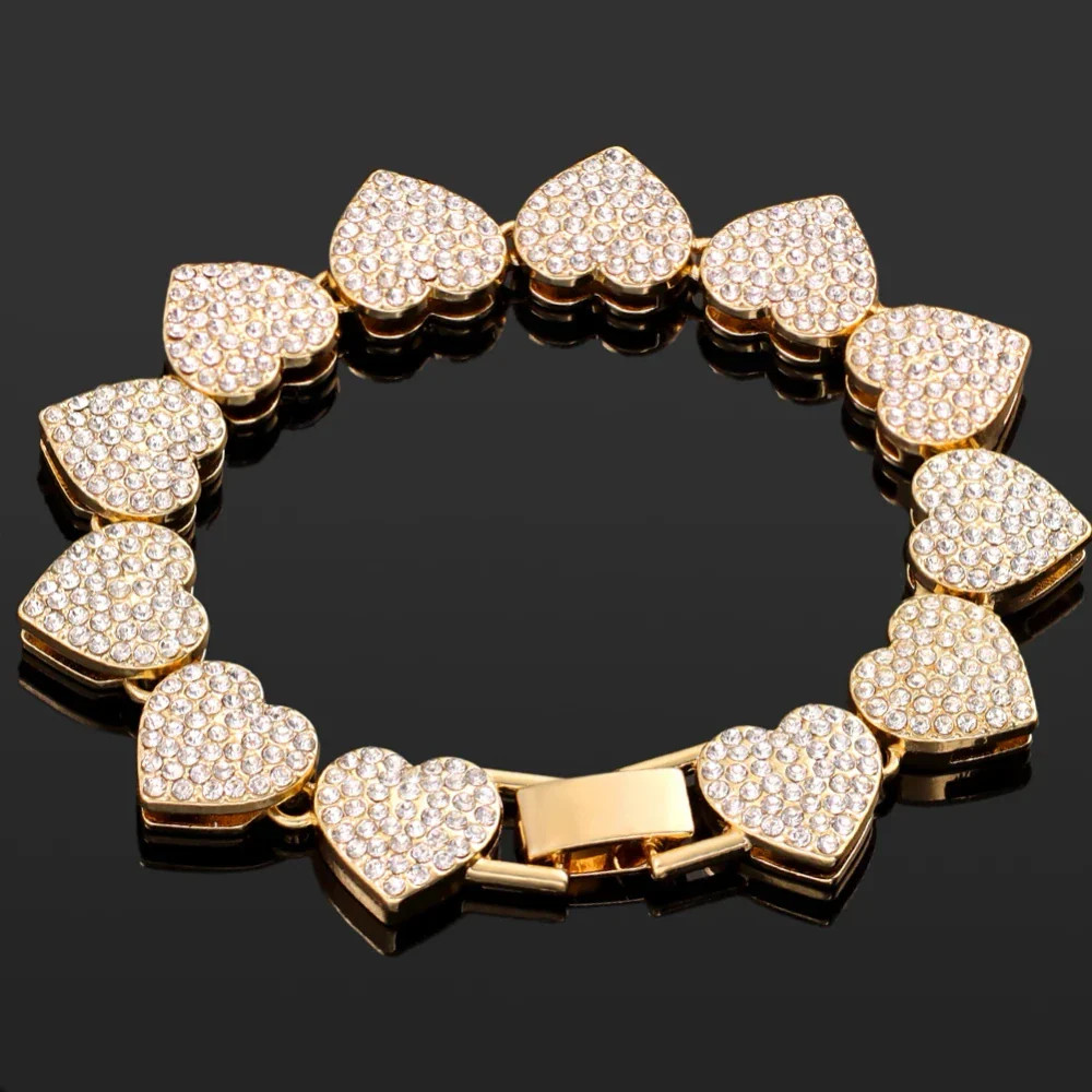 Iced Out Crystal Cuban Chain Bracelet Gift Set | Hip Hop Bling Jewelry | New