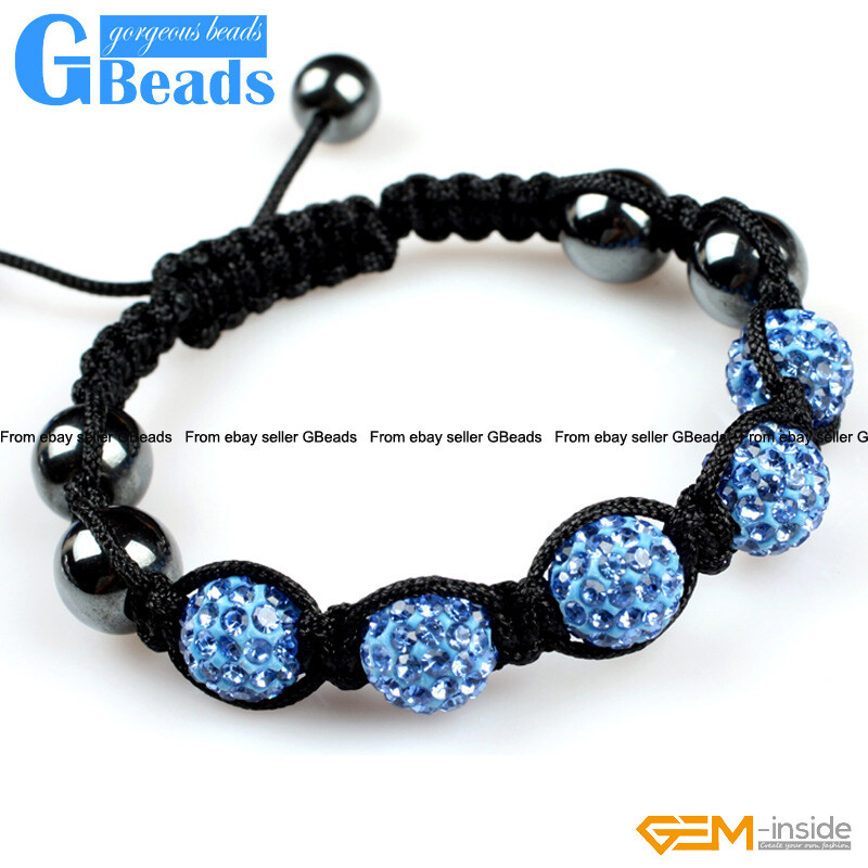 Red 10mm Gemstone Pave Sparkle Crystal 5 Ball Beads Bracelet Adjustable 6″-8″