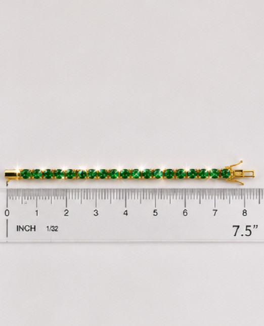 9ct Round Simulated Elegant Green Emerald Tennis Bracelet 14K Yellow Gold Plated