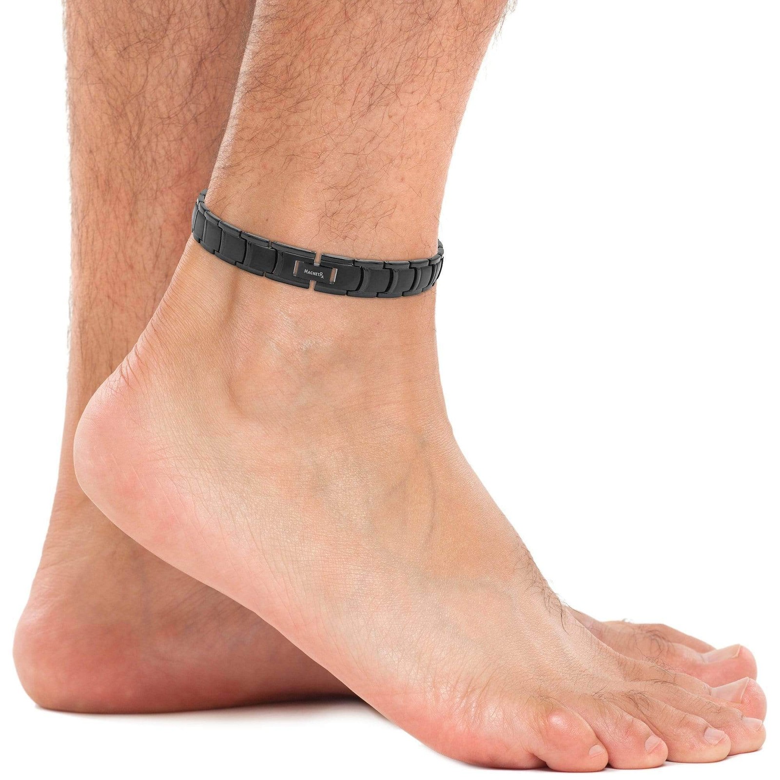MagnetRX Ultra Strength Magnetic Anklet Bracelets for Men Titanium (Black)