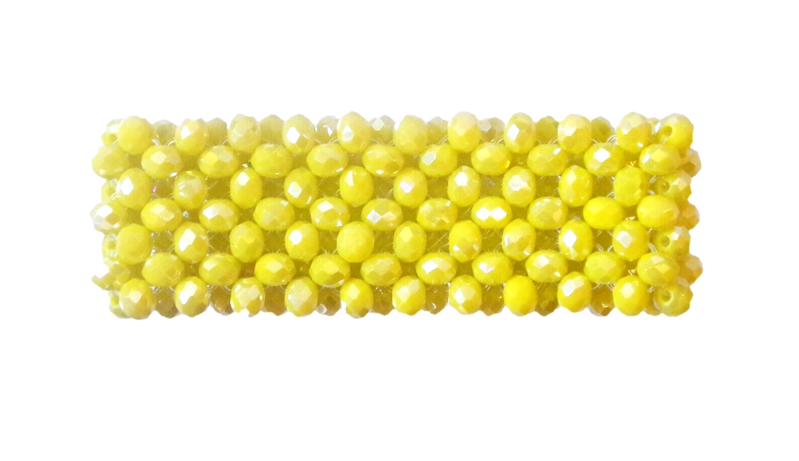 Yellow glass bead stretch bracelet with all glass beads 1 inch wide New