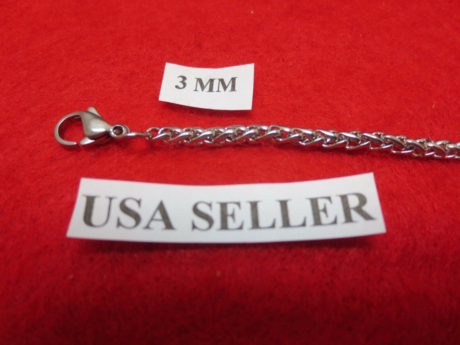 3 mm Stainless Steel Silver 38″ Braided Wheat Rope Unisex Necklace Chain