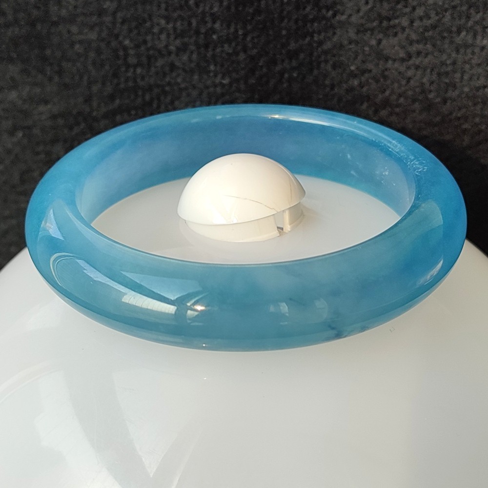 Certified Ice BlueWater 58mm Natural Burma Jade jadeite Bangle Bracelet