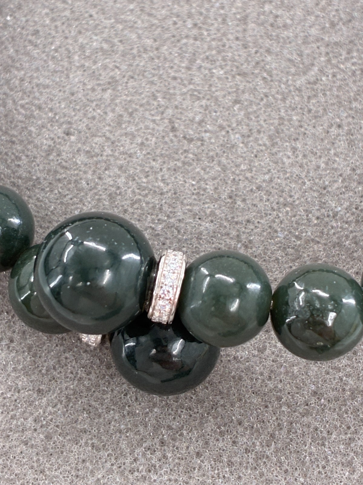 Nephrite Jade of Yesteryear Bypass Bracelet CZ Pave Stones Sterling Stella Chow