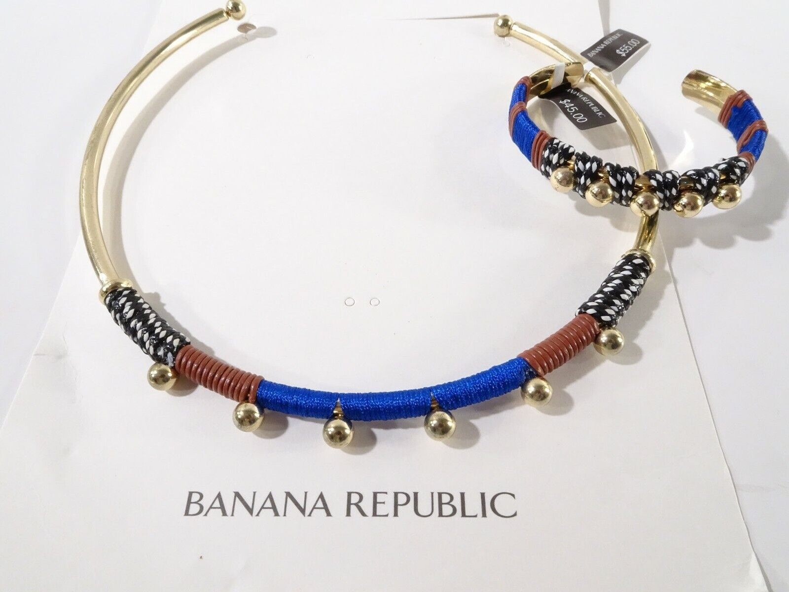Banana Republic Women’s Sphere Collar Cuff Necklace Bracelet Set NWT 125