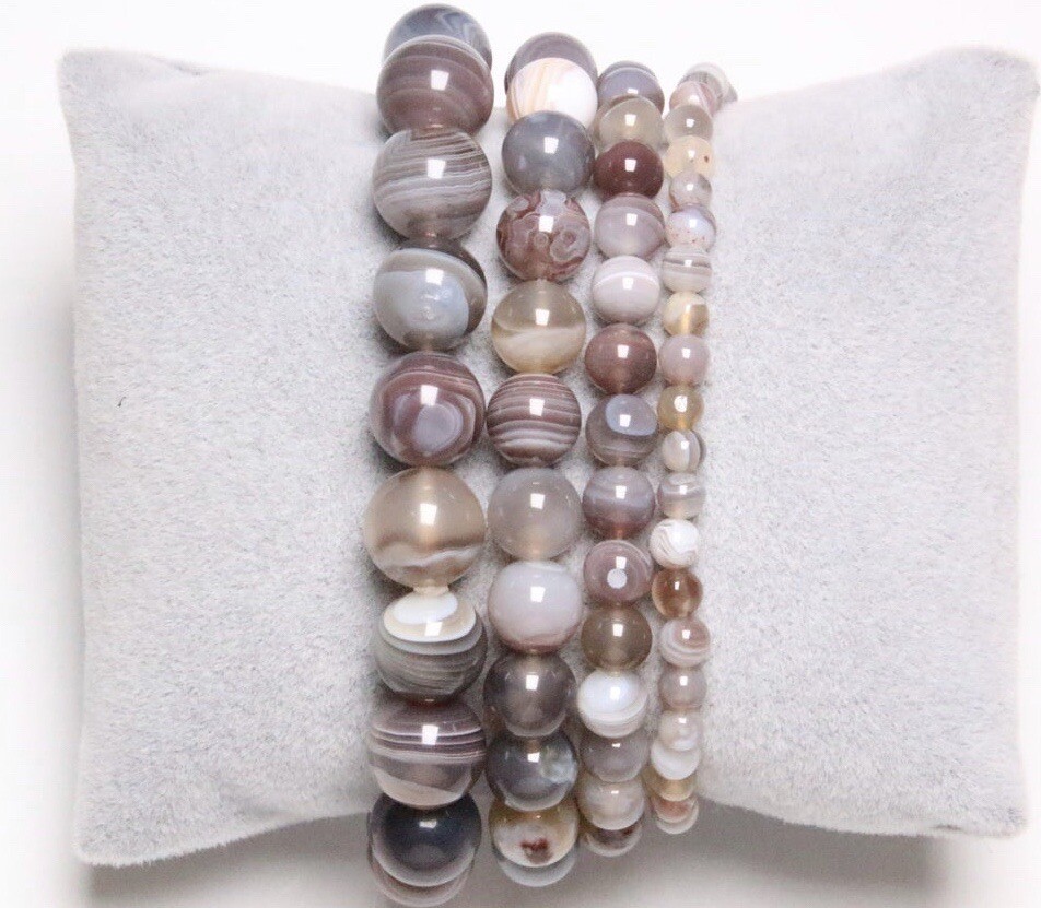 AAA Quality Natural Boswana Agate Round Beaded Bracelet For Men and Women