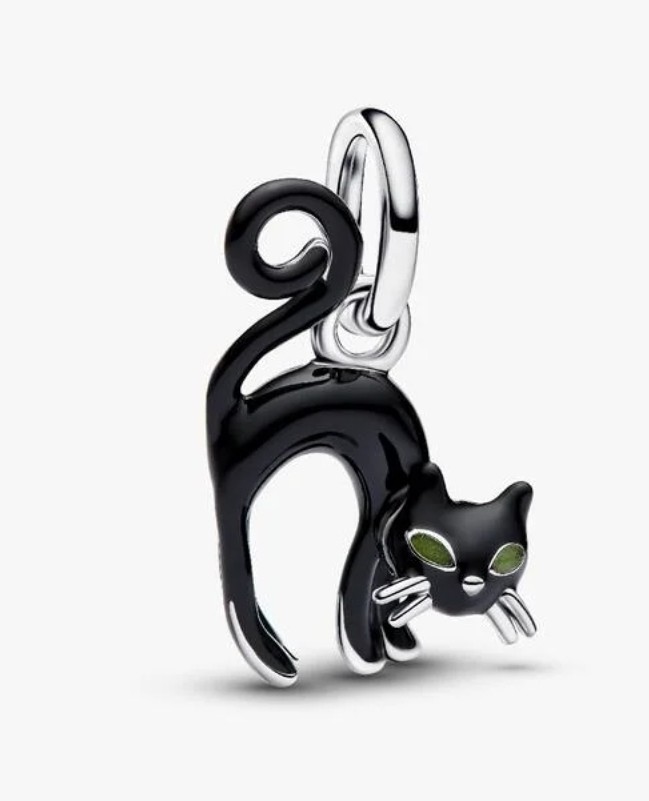 New In Box Authentic PANDORA 925 MEOOOW Eyeshine glow Black Cat Charm Halloween