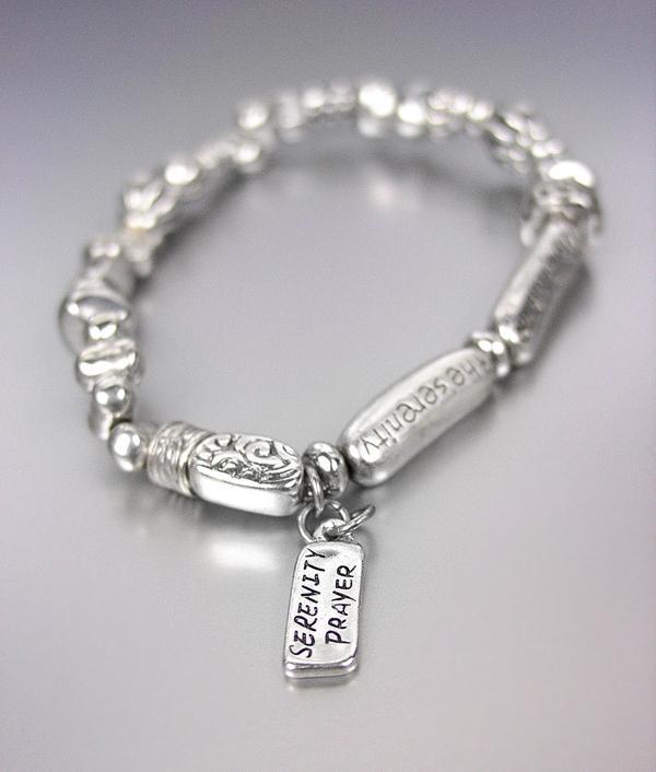 INSPIRATIONAL Silver Bible Verse Scripture SERENITY PRAYER Charm Bracelet