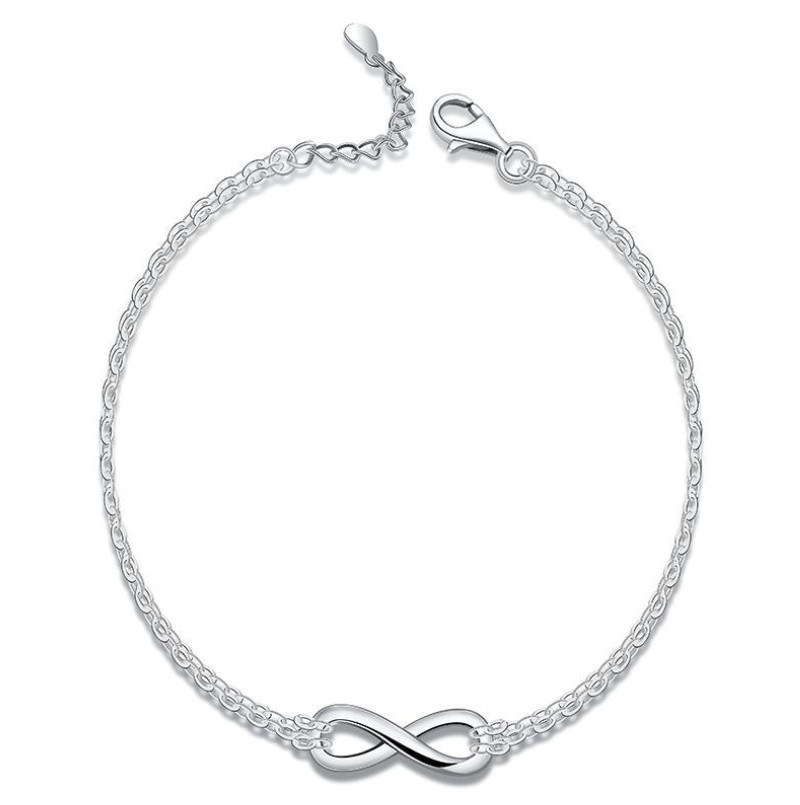 Adjustable 10″ Silver Stainless Steel Infinity 8 Anklet Foot Ankle Chain PE14